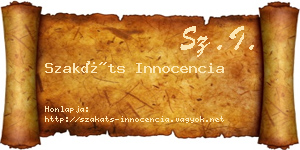 Szakáts Innocencia névjegykártya